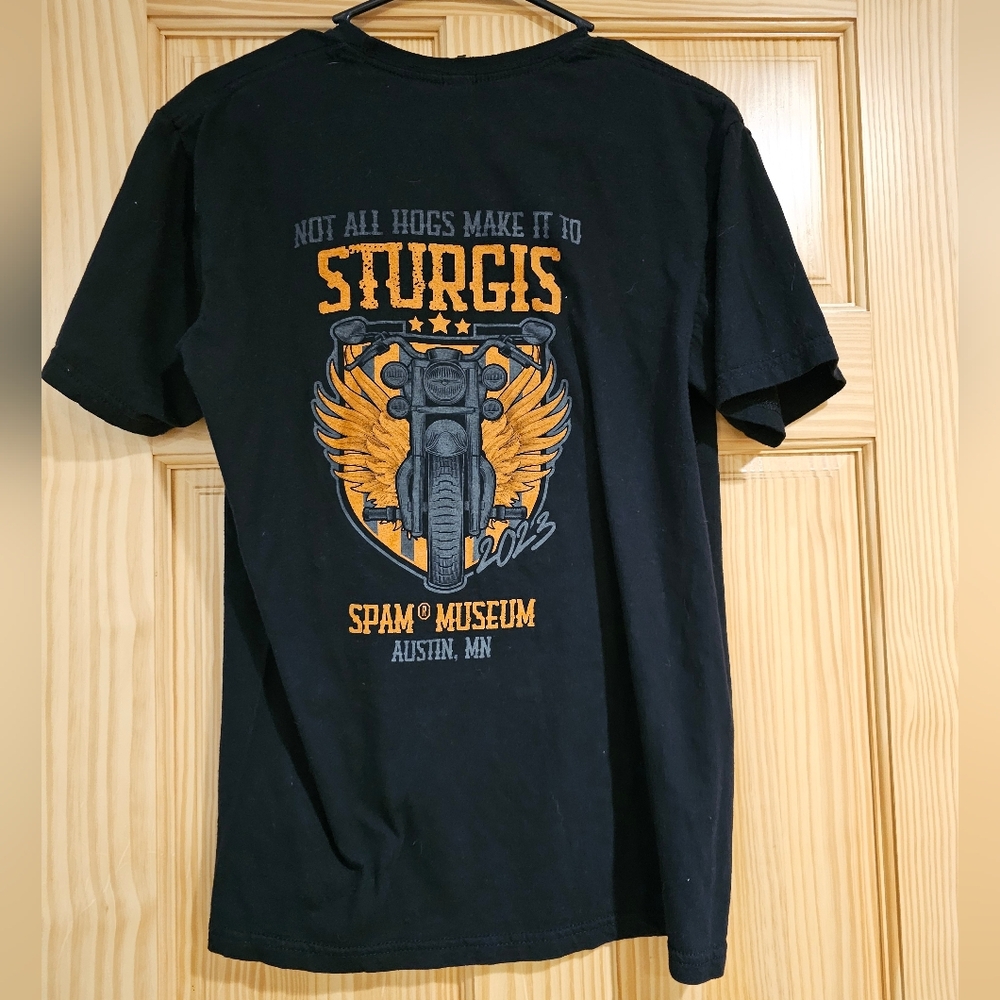 Spam Museum Not All Hogs Make It To Sturgis Medium Black Graphic Tee Adult